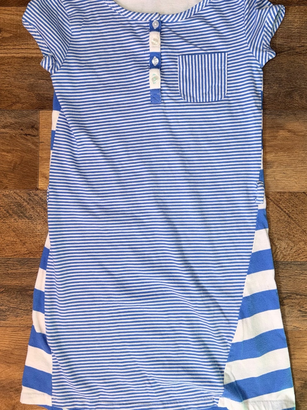 Tommy Hilfiger Girls Blue White Striped Henley T-Dress Size M 8/10 Short Sleeves
